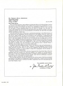 Letter from Cardinal Cody - 1/18/1979